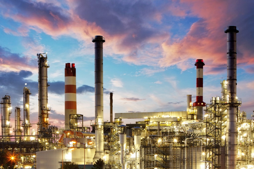 Petroleum refinery at twilight